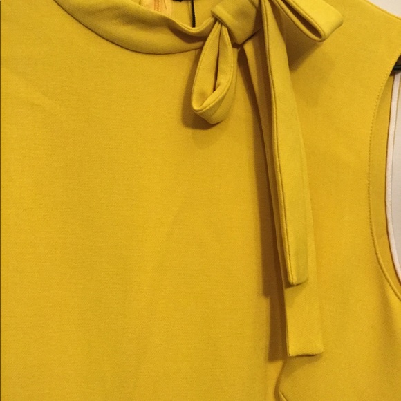 Yellow Tie Neck Dress - Picture 2 of 5